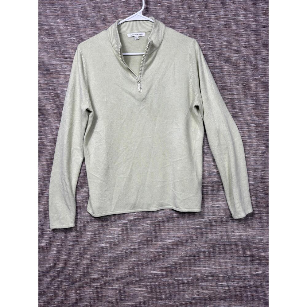 Mercer Street Studio Sweater Womens XL Green 1/4 Zip Mock Neck Knit Pullover